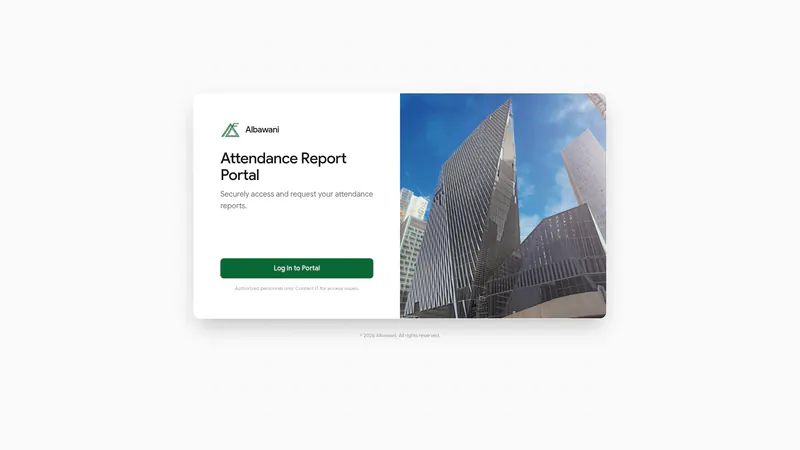 Attendance report portal sign-in screen